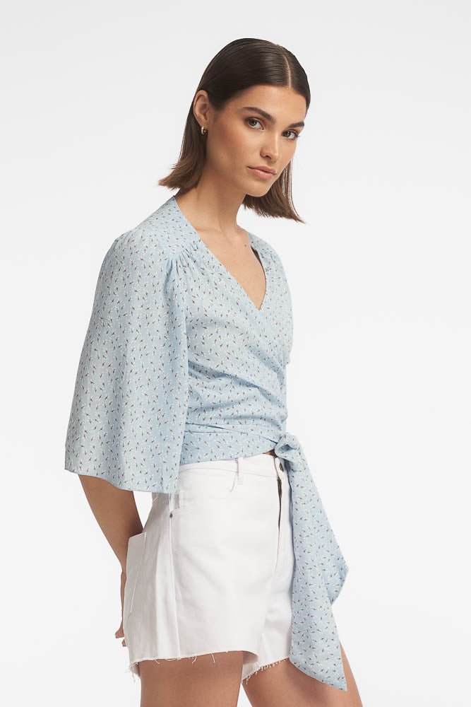 Casey Wrap Top / Sky Blossom - Image 2