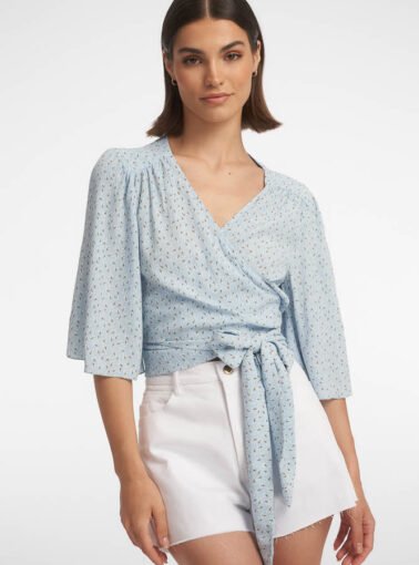 Casey Wrap Top / Sky Blossom